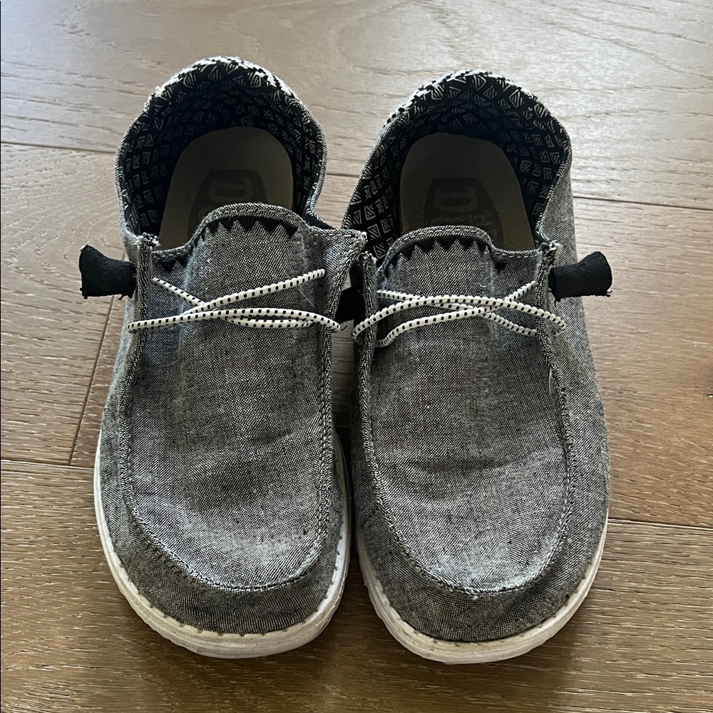 Hey Dudes Wendy Chambray Woven Gray Casual Slip-On Shoes | 7